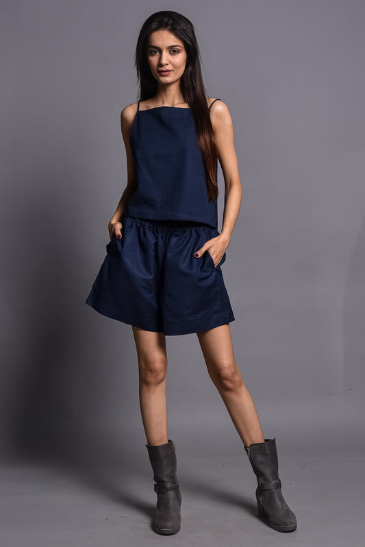 Navy Blue Linen Cami Top