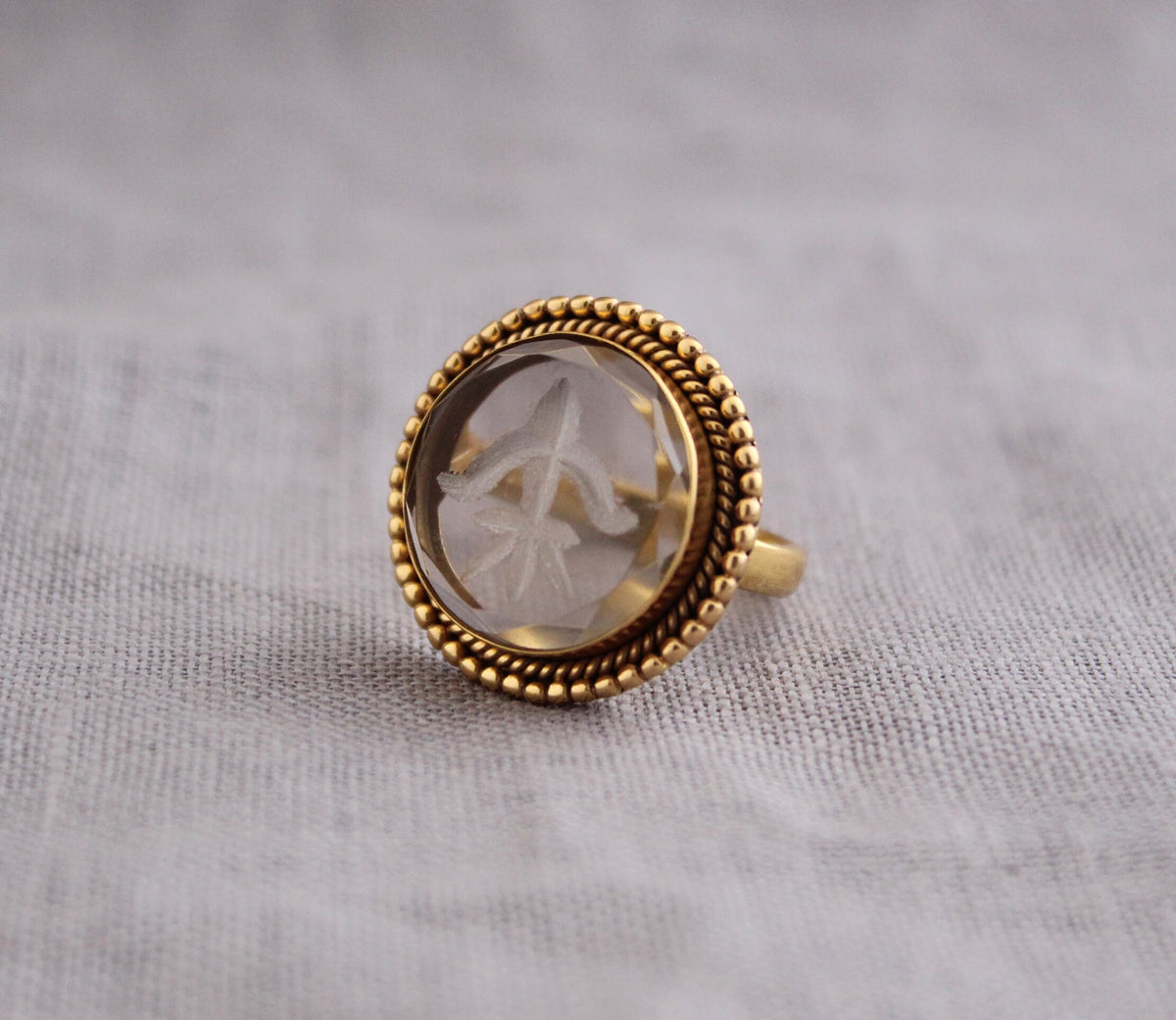 Brown Intaglio Cocktail Ring, Victorian Style, photo 3