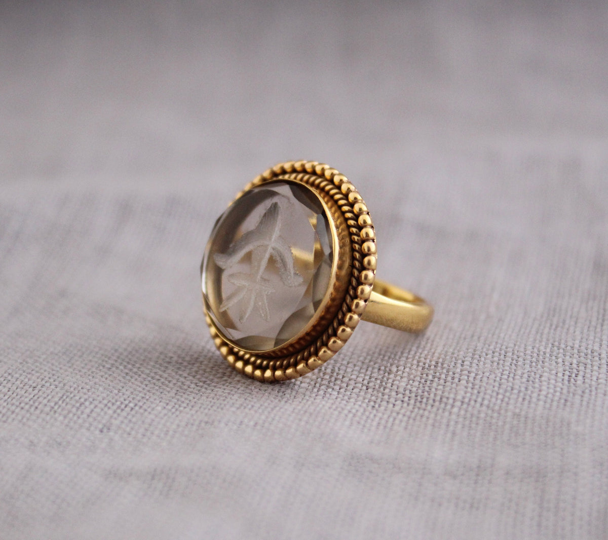 Brown Intaglio Cocktail Ring, Victorian Style, photo 4