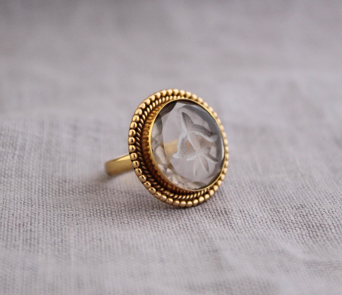 Brown Intaglio Cocktail Ring, Victorian Style, photo 5