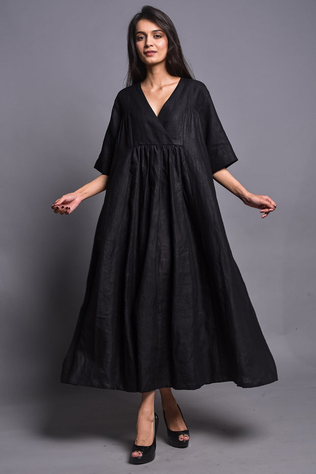 Washed Linen Maxi Dress, Wrap Style