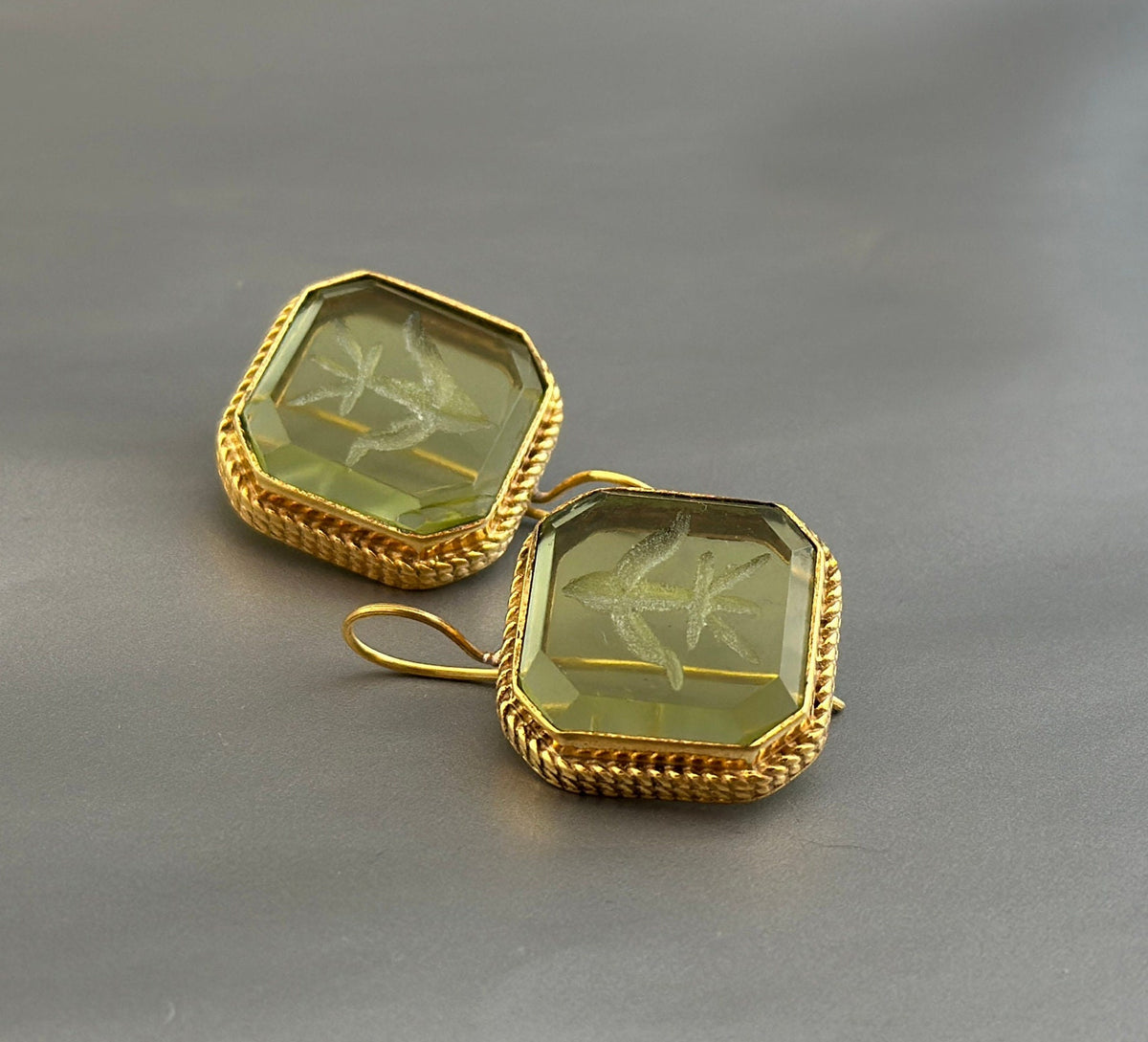 Green Intaglio Earrings, Everyday Gold, photo 4
