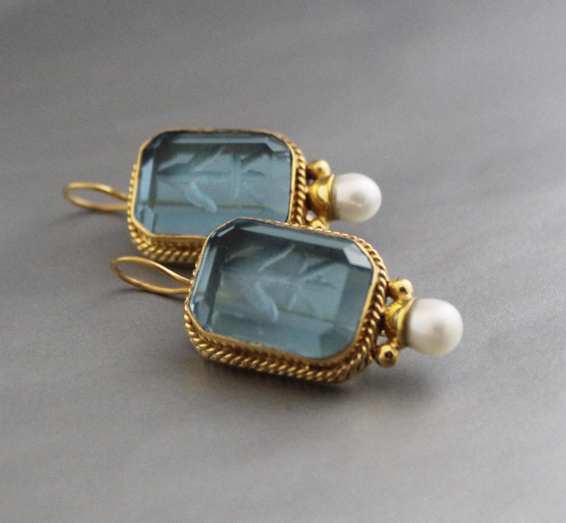 Intaglio Earrings, 1920s Art Deco Edwardian Style, photo 4