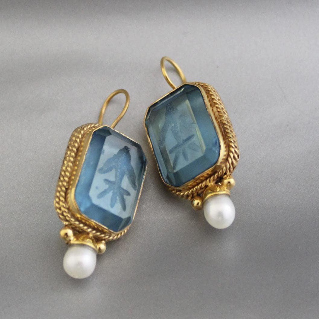 Intaglio Earrings, 1920s Art Deco Edwardian Style