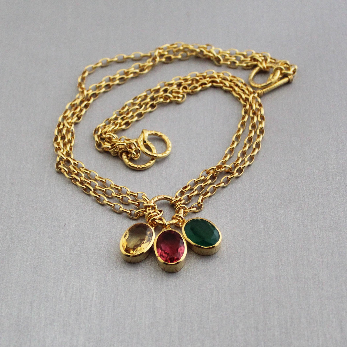 Colourful Crystal Necklace, Gold Gemstone Pendant, photo 5
