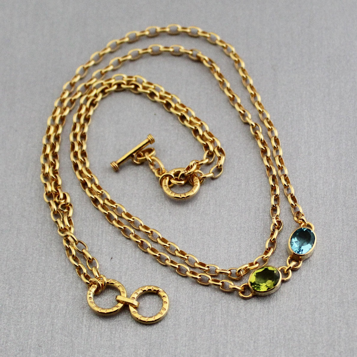Colourful Crystal Necklace, Gold Gemstone Pendant