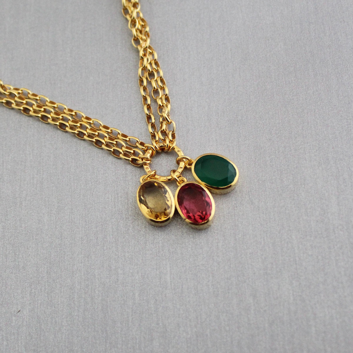 Colourful Crystal Necklace, Gold Gemstone Pendant, photo 7