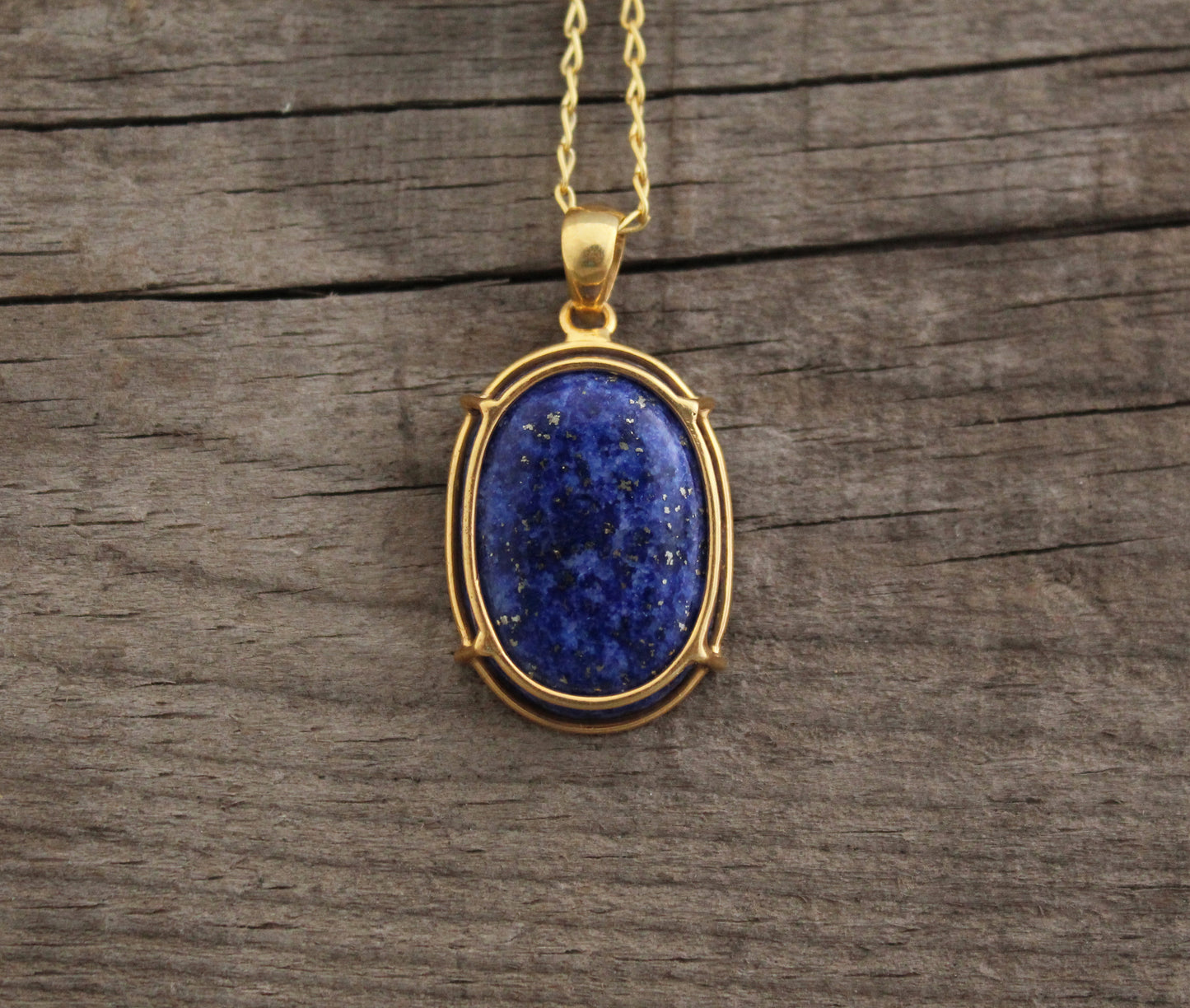 Lapis Lazuli Necklace, Blue Stone Pendant