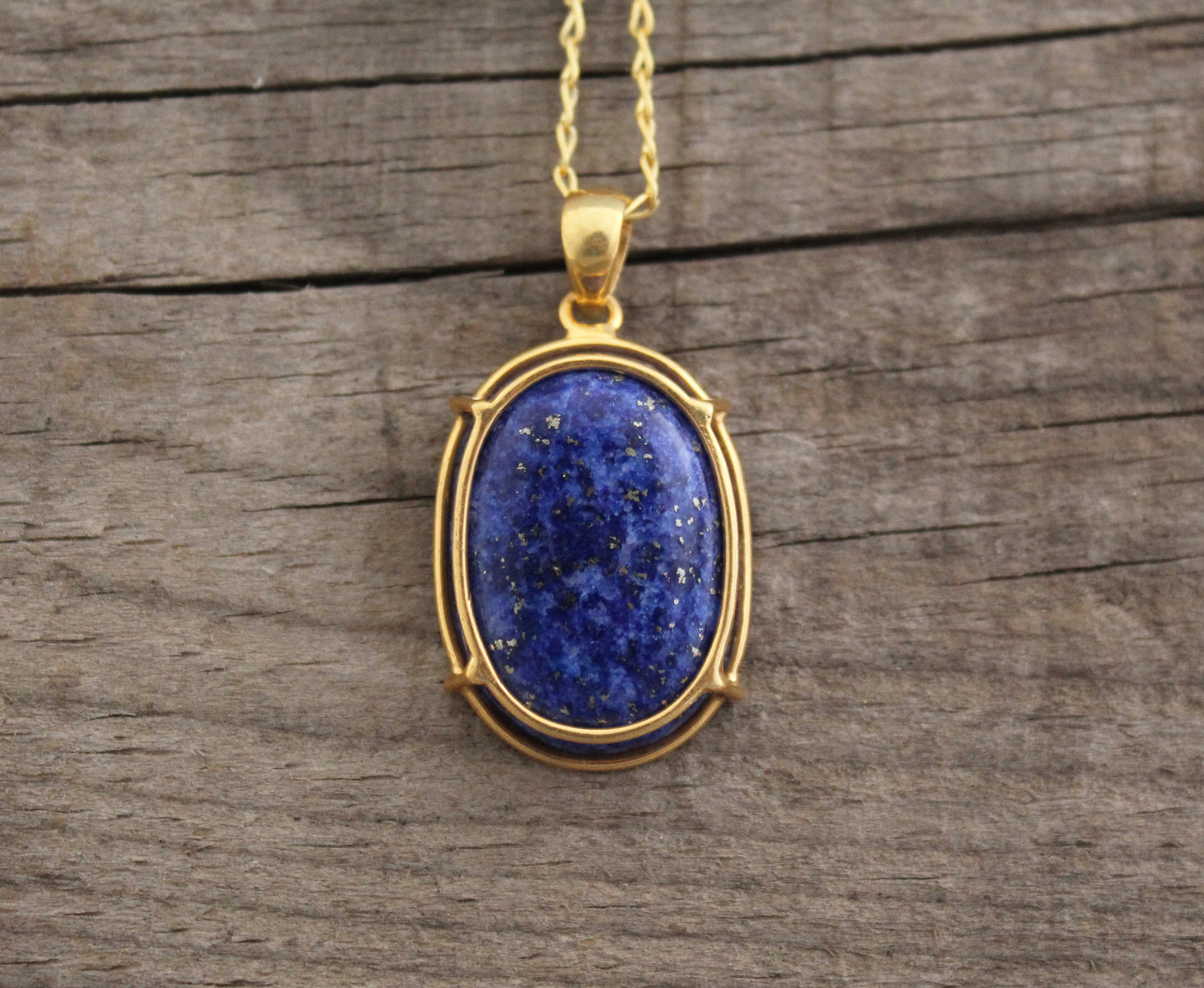 Lapis Lazuli Necklace, Blue Stone Pendant