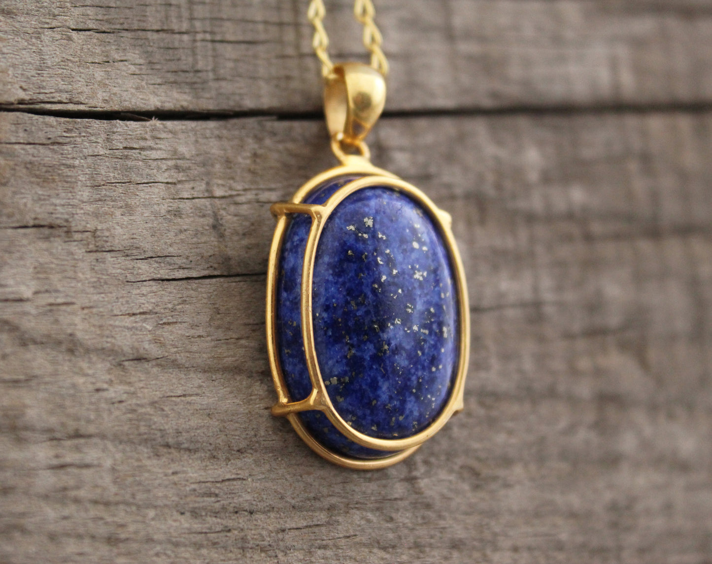 Lapis Lazuli Necklace, Blue Stone Pendant