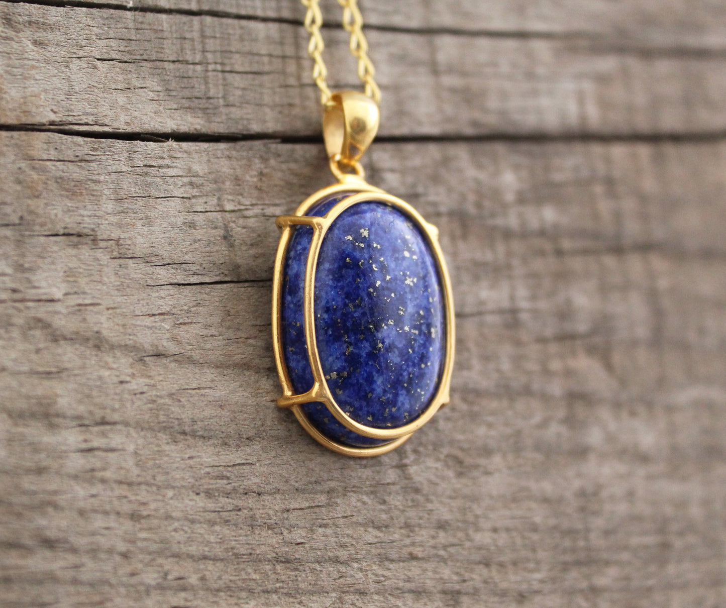 Lapis Lazuli Necklace, Blue Stone Pendant