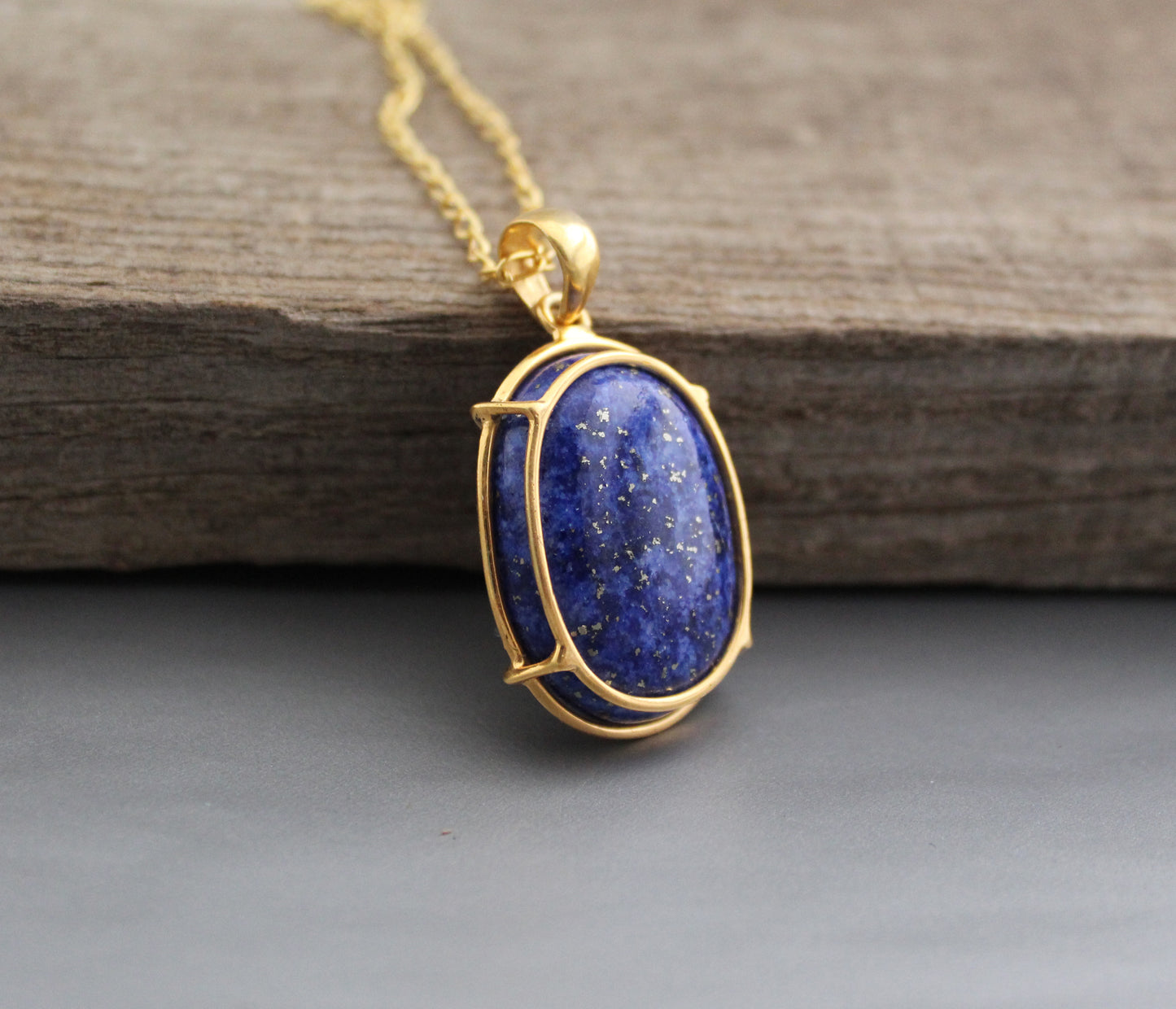 Lapis Lazuli Necklace, Blue Stone Pendant