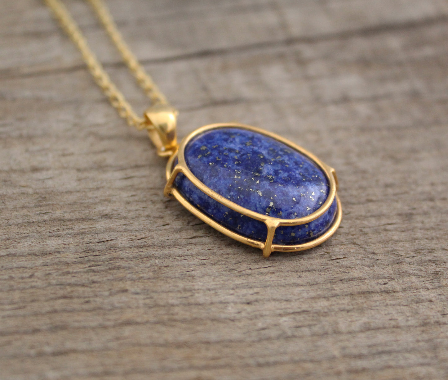 Lapis Lazuli Necklace, Blue Stone Pendant