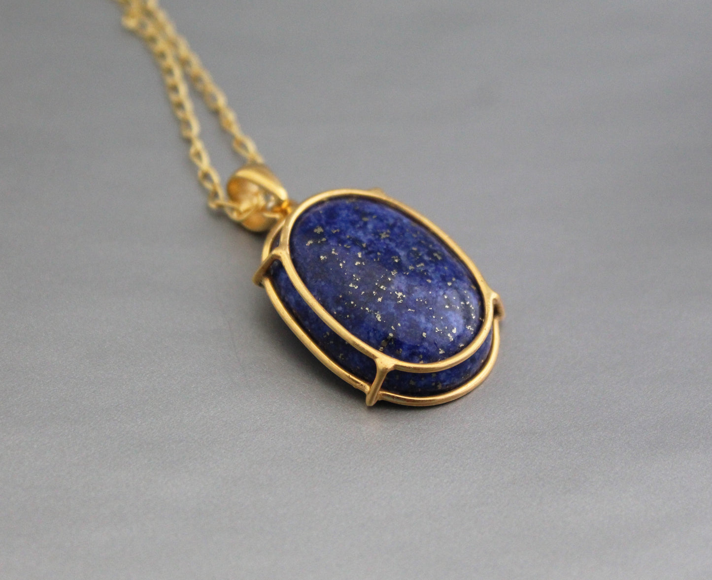 Lapis Lazuli Necklace, Blue Stone Pendant