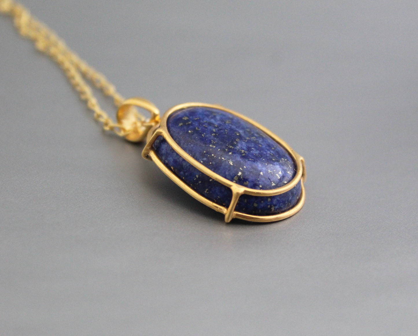 Lapis Lazuli Necklace, Blue Stone Pendant