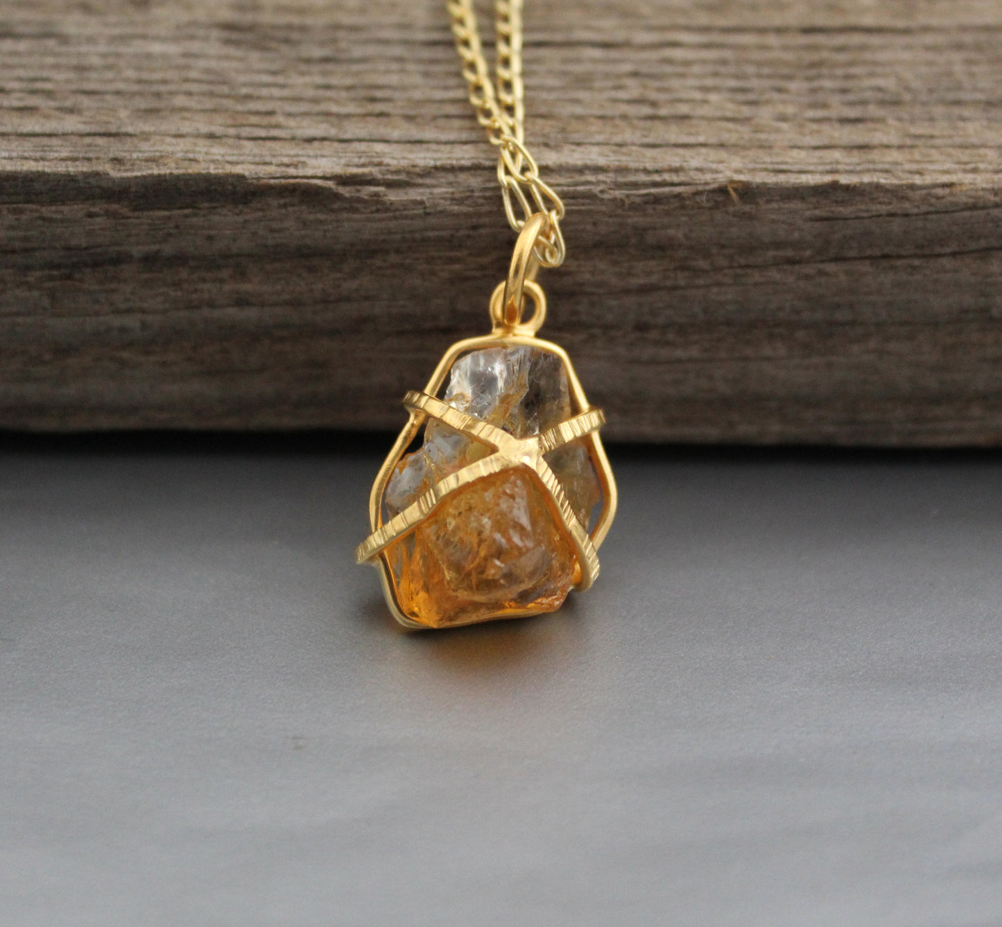 Citrine Necklace, Raw Stone Necklace