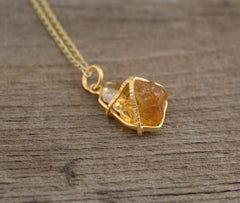 Citrine Necklace, Raw Stone Necklace