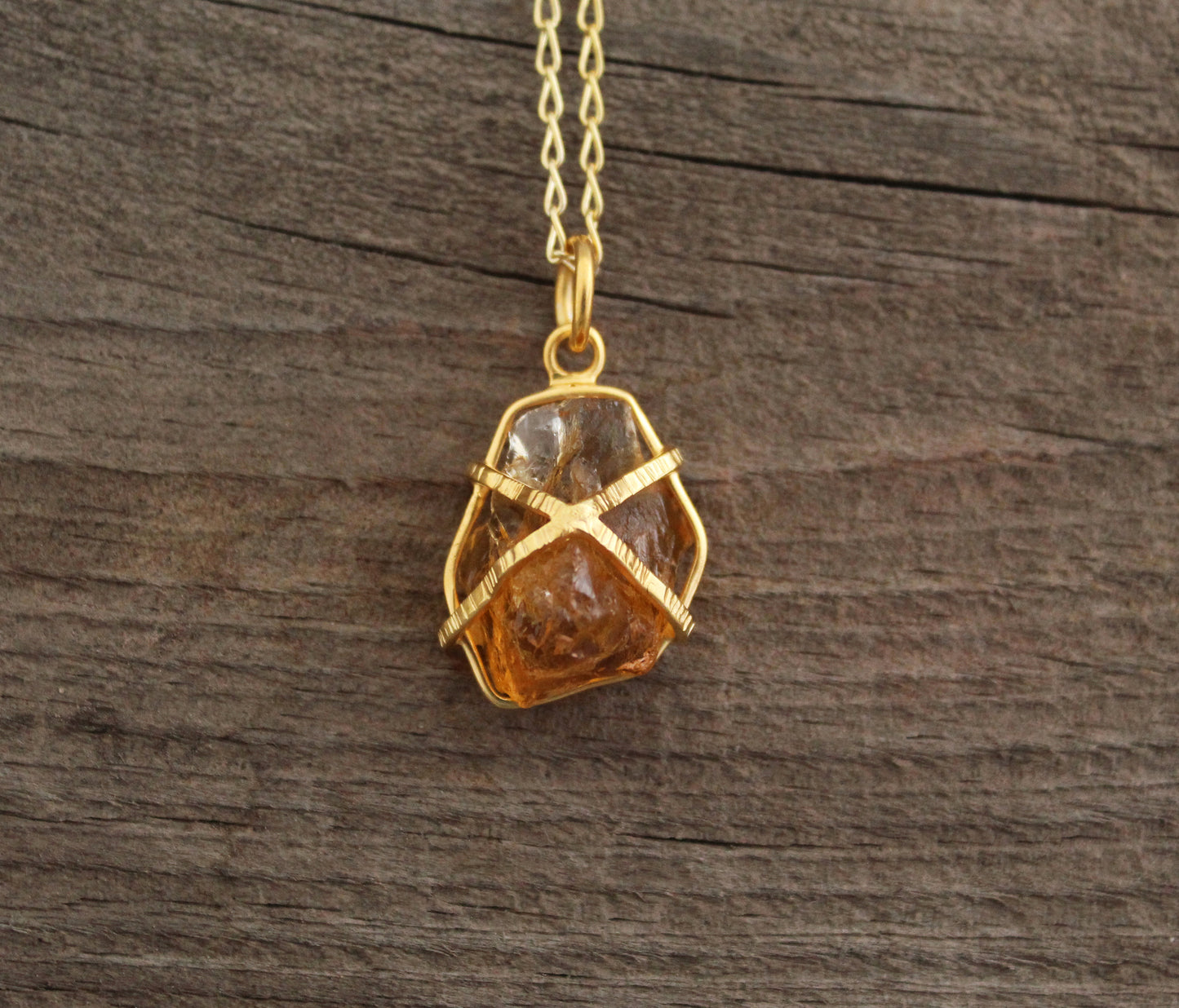 Citrine Necklace, Raw Stone Necklace