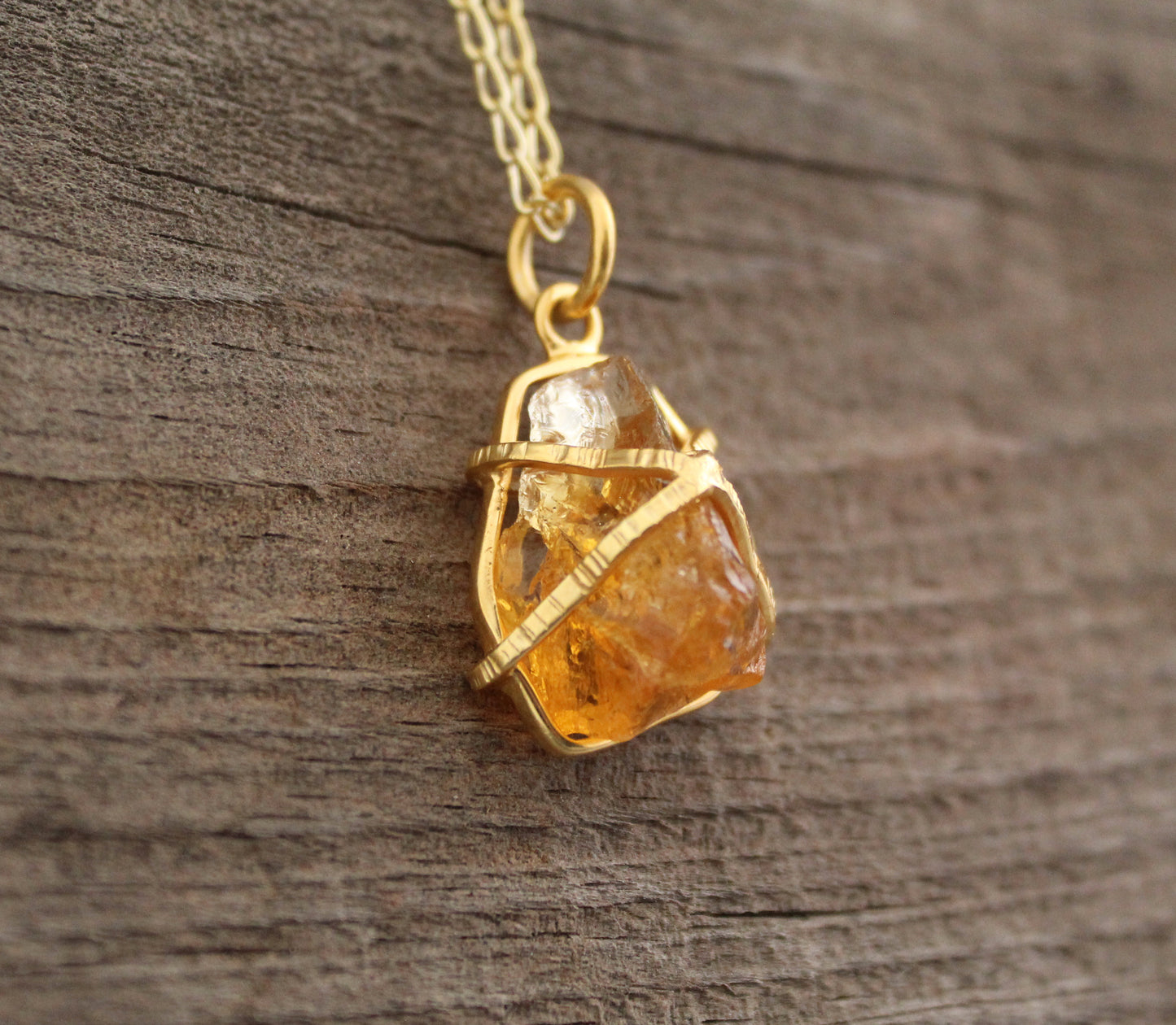 Citrine Necklace, Raw Stone Necklace