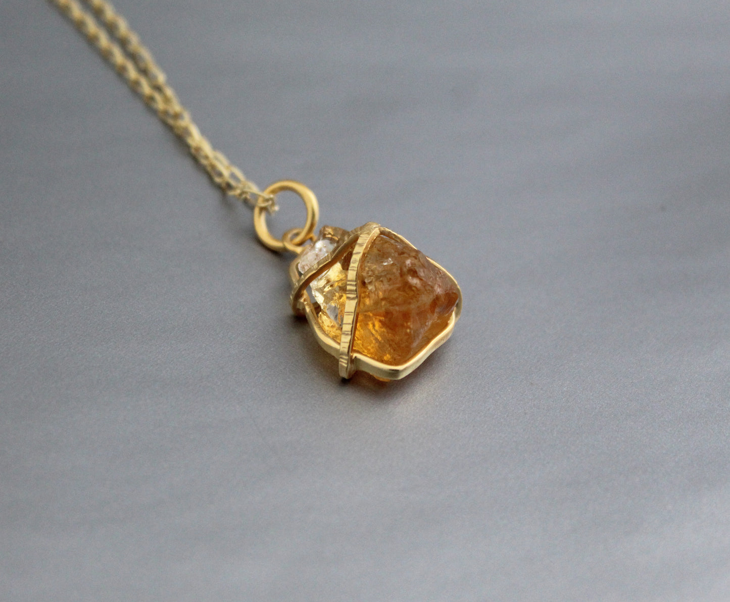 Citrine Necklace, Raw Stone Necklace