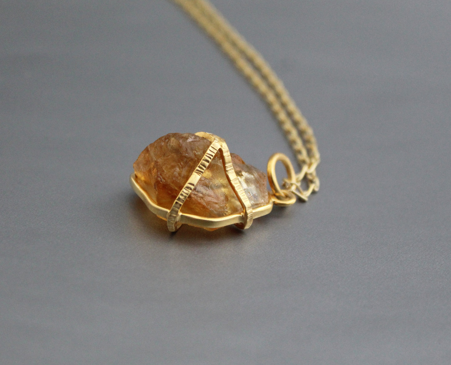 Citrine Necklace, Raw Stone Necklace