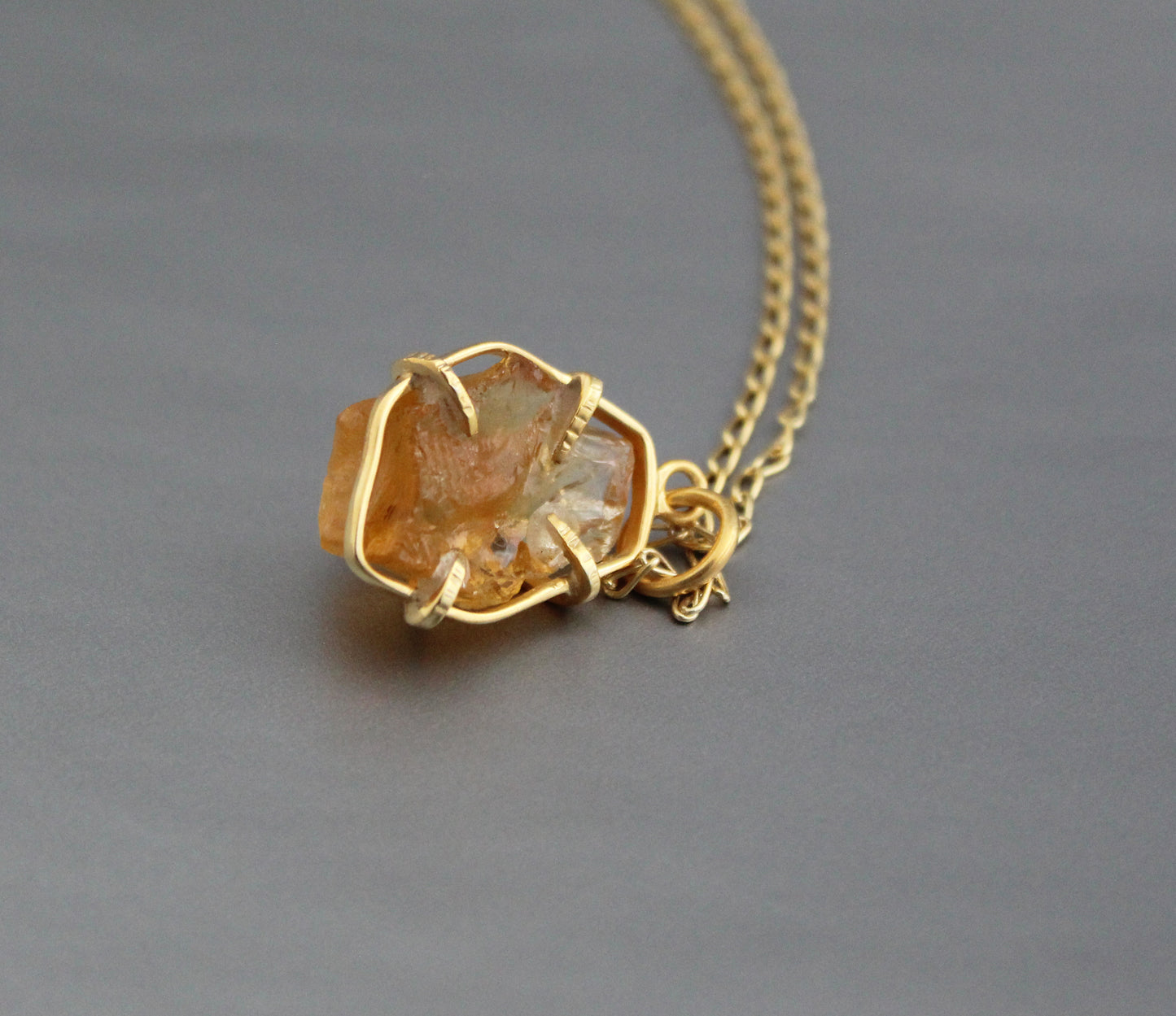 Citrine Necklace, Raw Stone Necklace