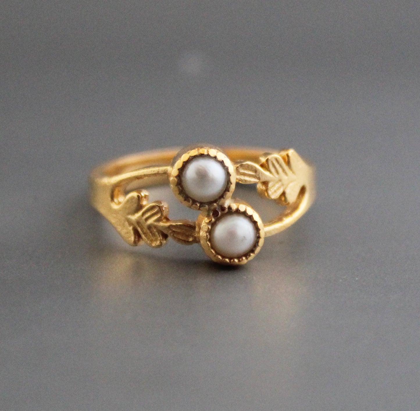 Natural Pearl Ring, Dainty Gold Ring