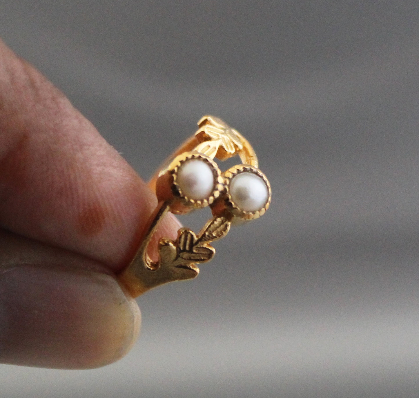 Natural Pearl Ring, Dainty Gold Ring