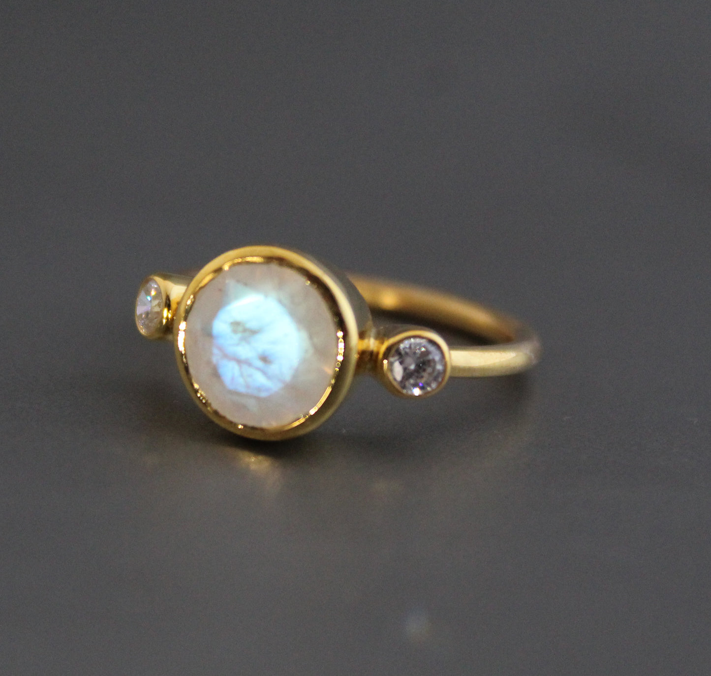 Rainbow Moonstone Silver Ring