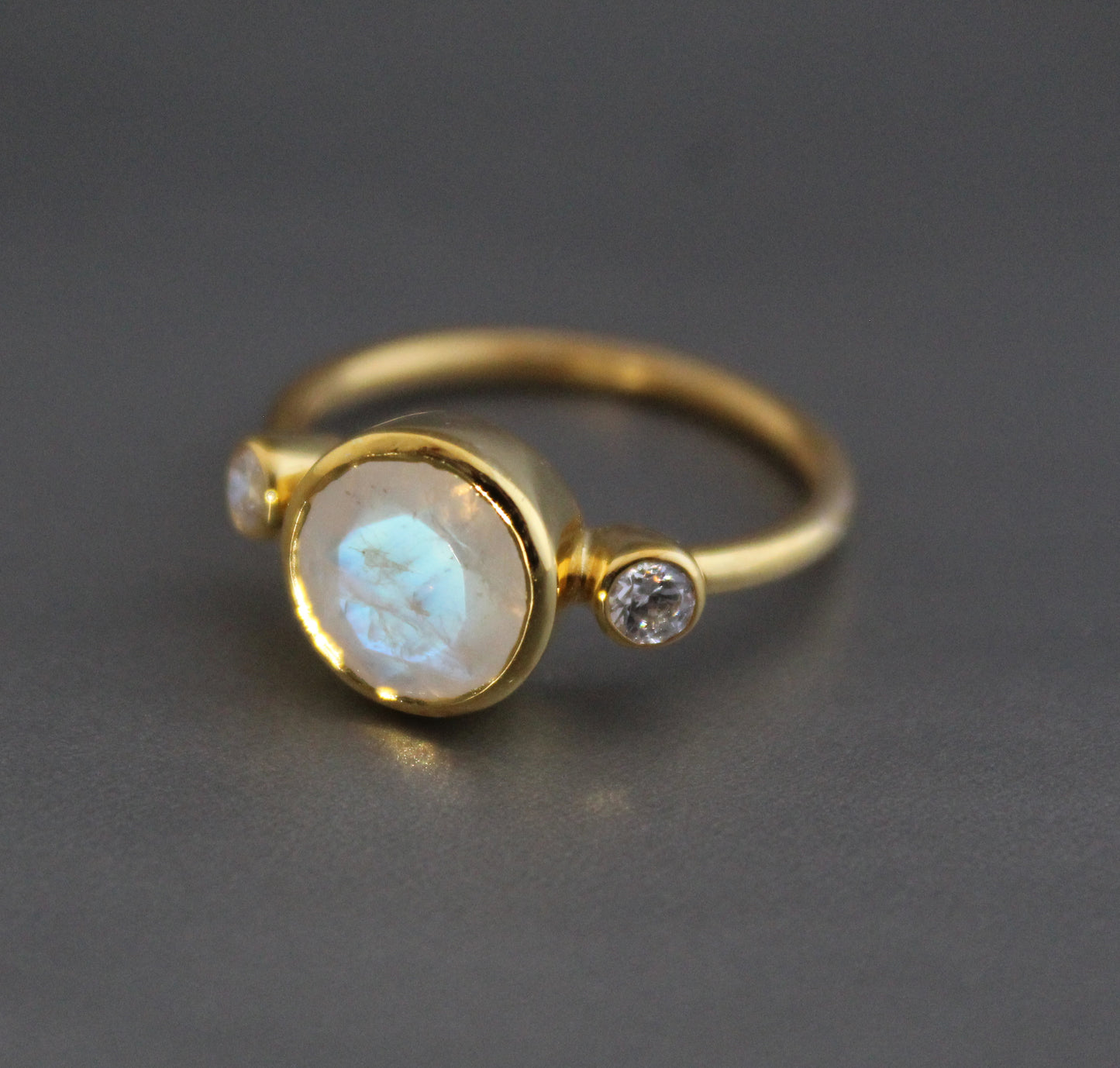 Rainbow Moonstone Silver Ring