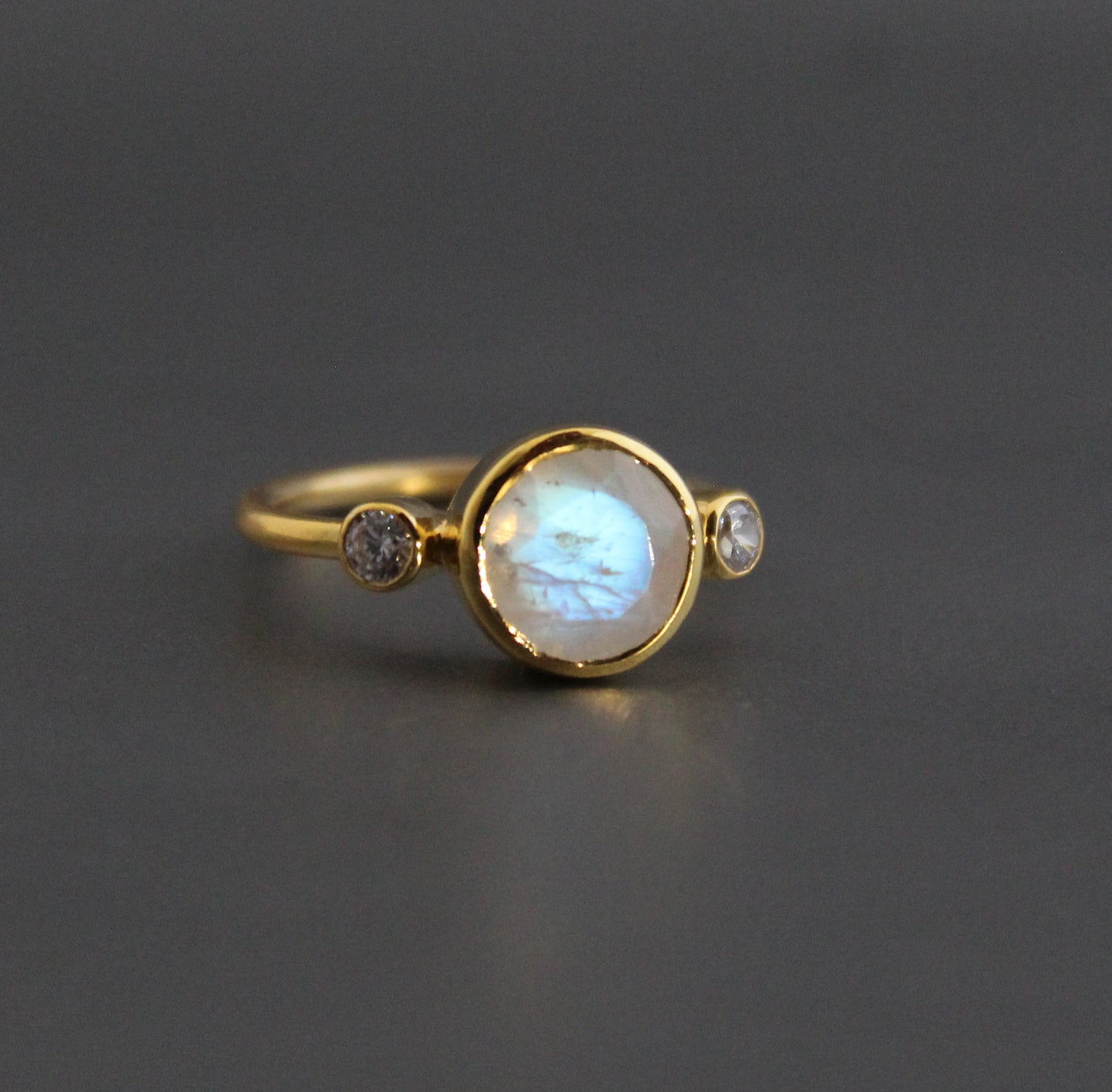 Rainbow Moonstone Silver Ring