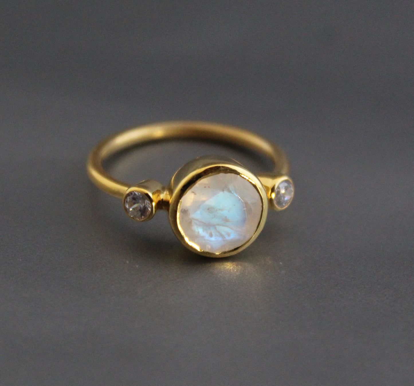 Rainbow Moonstone Silver Ring