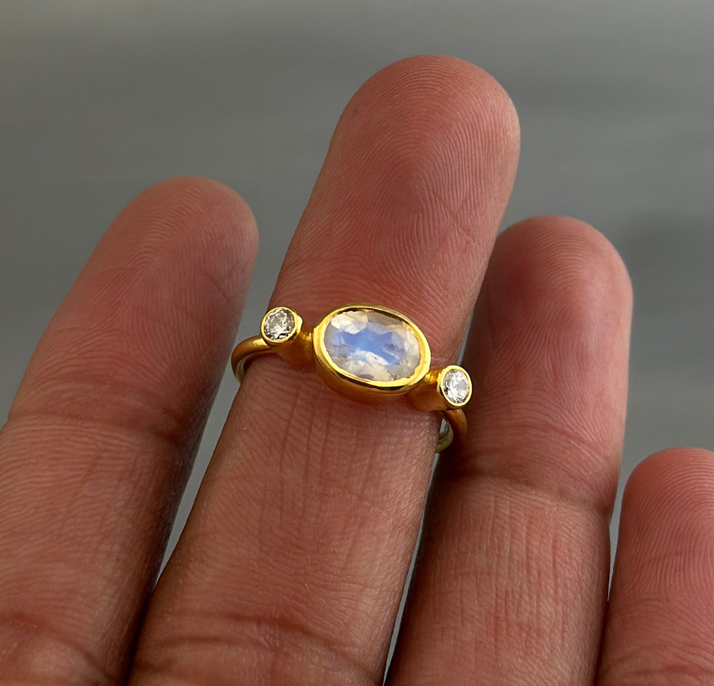 Rainbow moonstone Ring