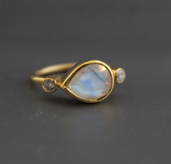 Rainbow Moonstone Ring