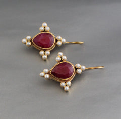 Ruby Earrings, Art Deco Bridal Earrings, Edwardian Jewelry