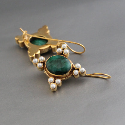 Emerald Earrings, Edwardian Jewelry, Victorian Jewelry