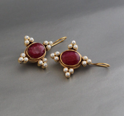 Ruby Earrings, Edwardian Jewelry, Victorian Jewelry