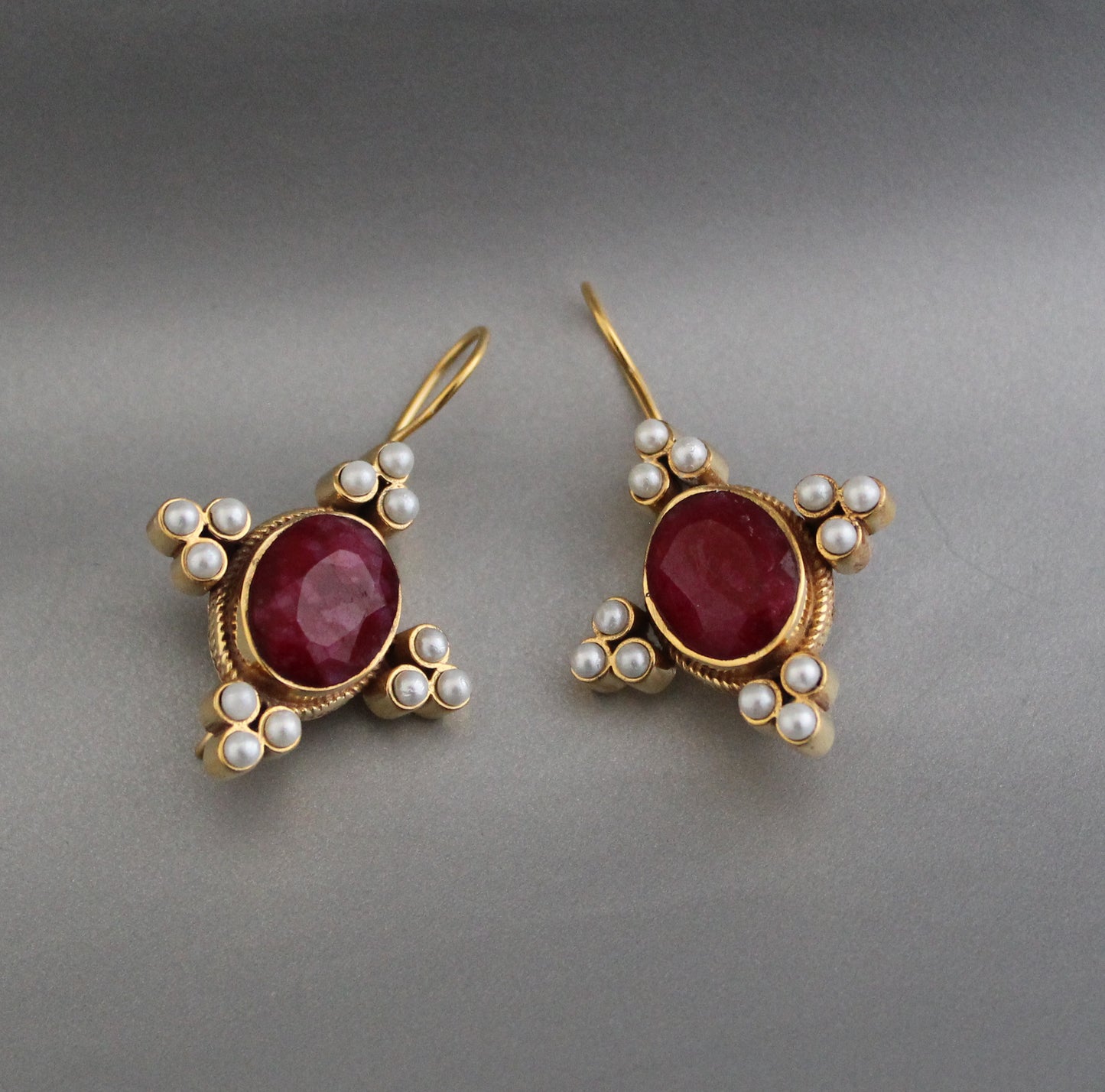 Ruby Earrings, Edwardian Jewelry, Victorian Jewelry