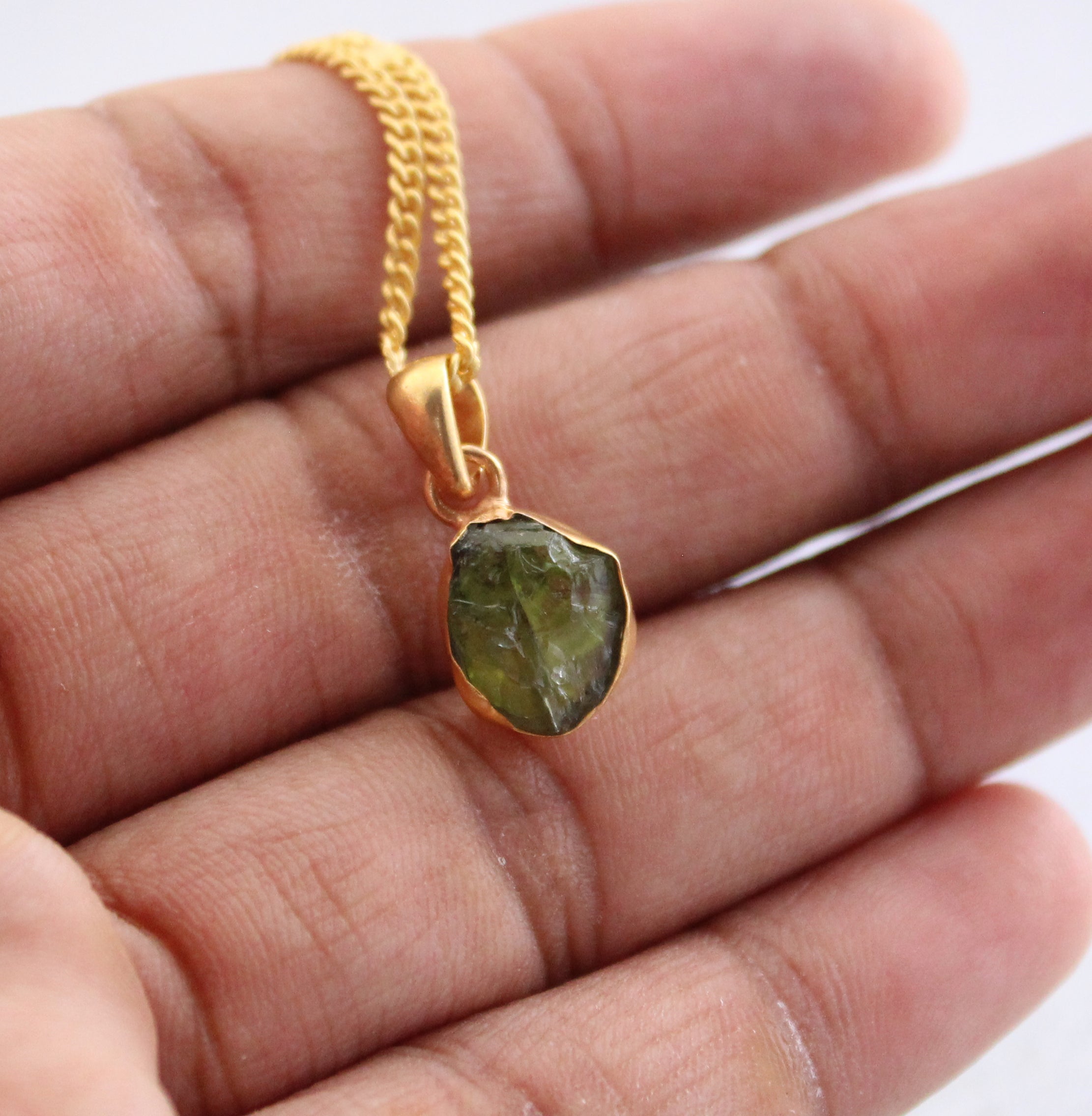 Raw Peridot Necklace