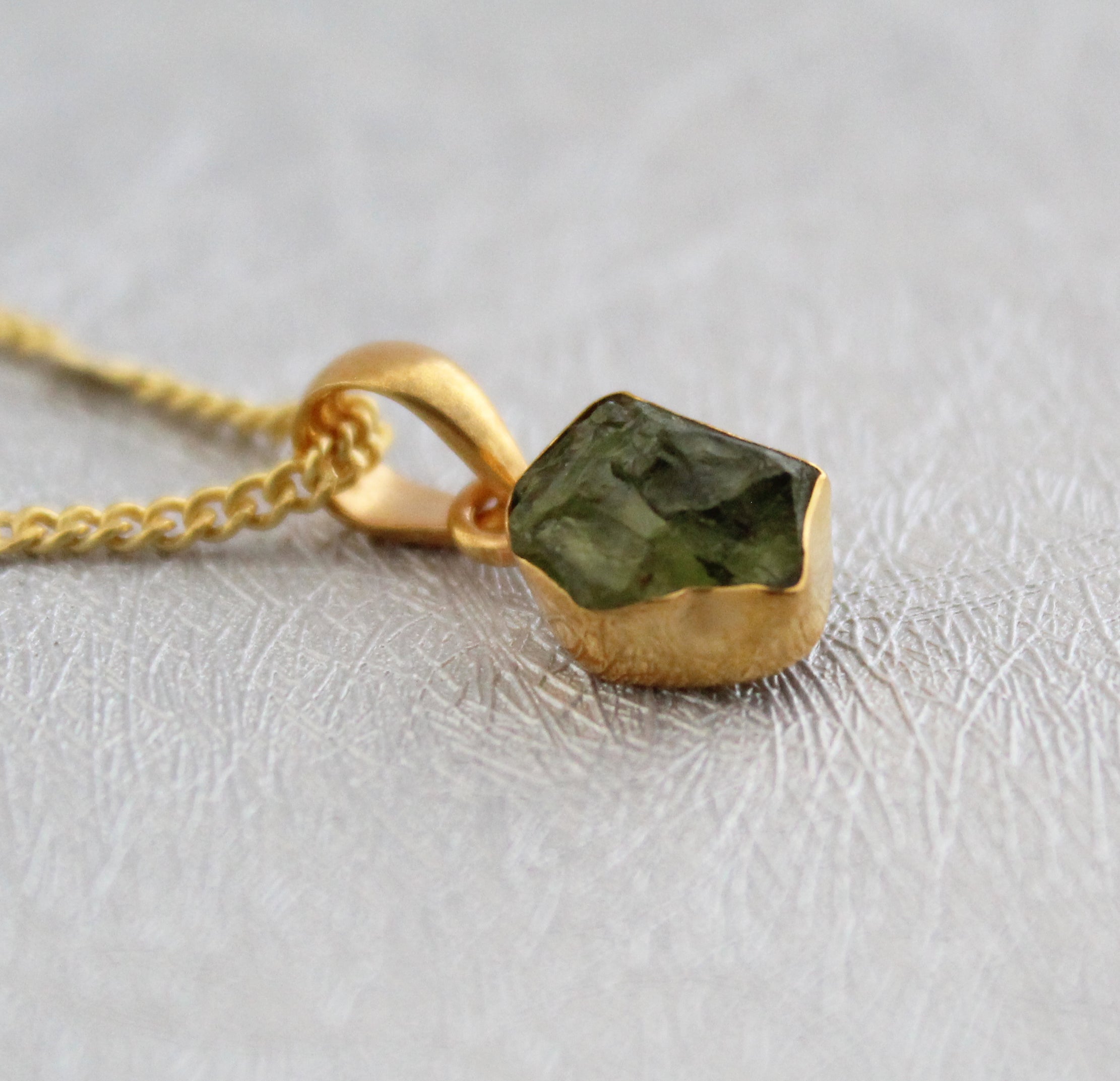 Raw Peridot Necklace