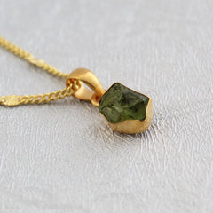 Raw Peridot Necklace