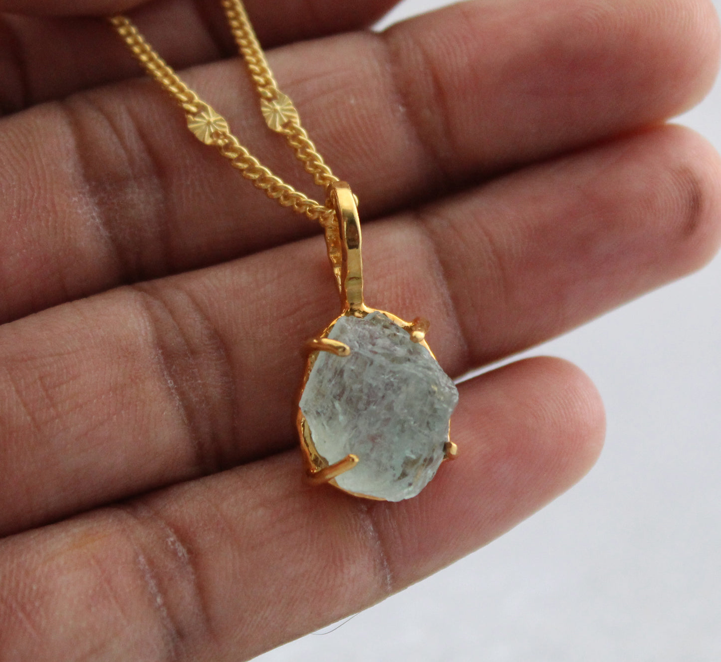 Raw aquamarine necklace