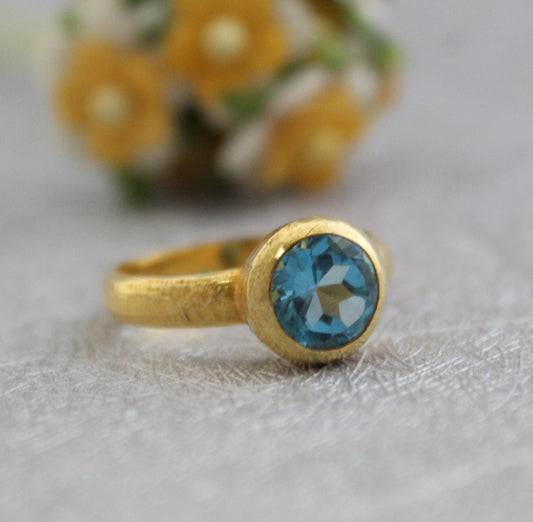 Natural Blue topaz Ring