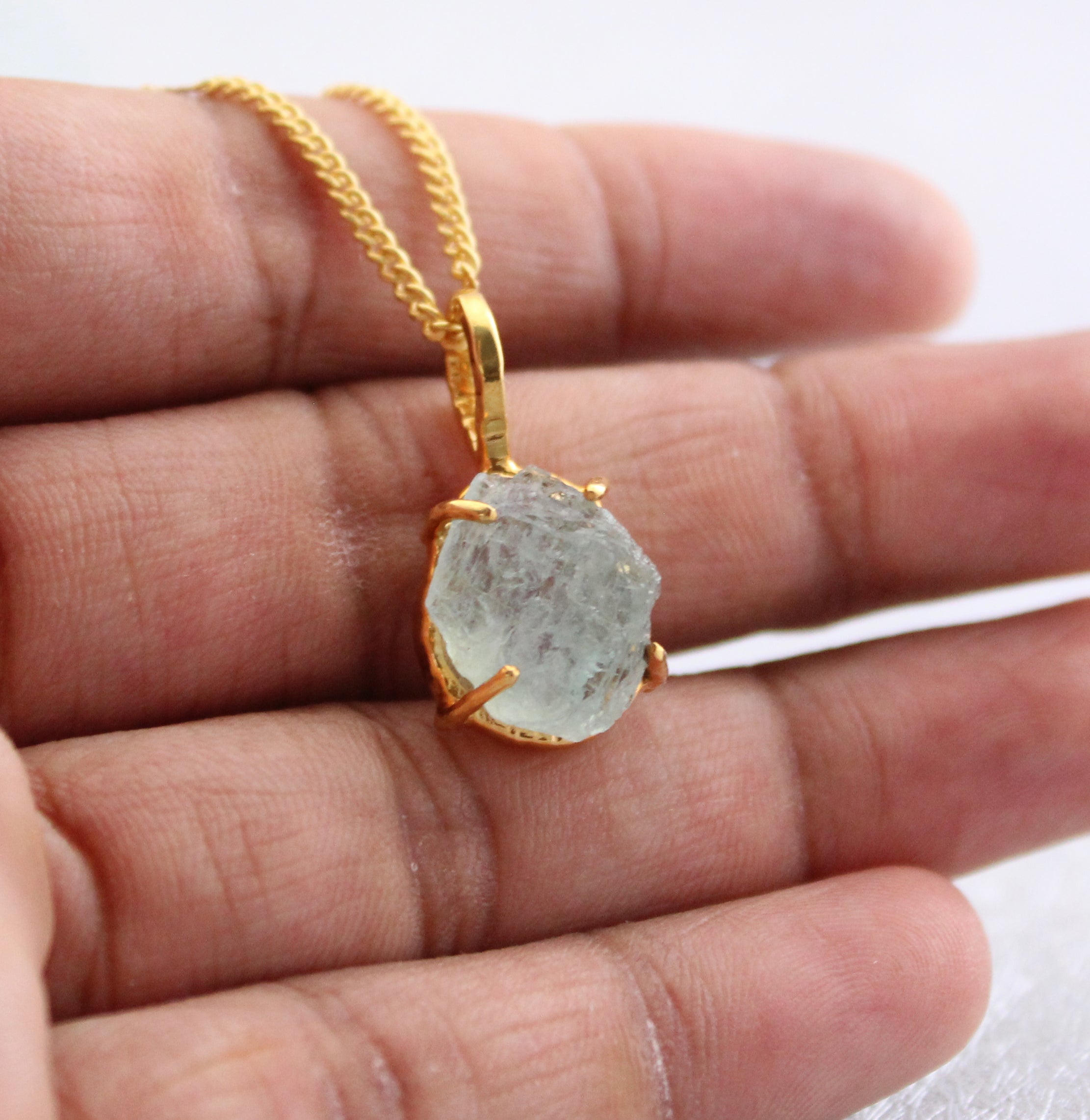 Raw aquamarine necklace