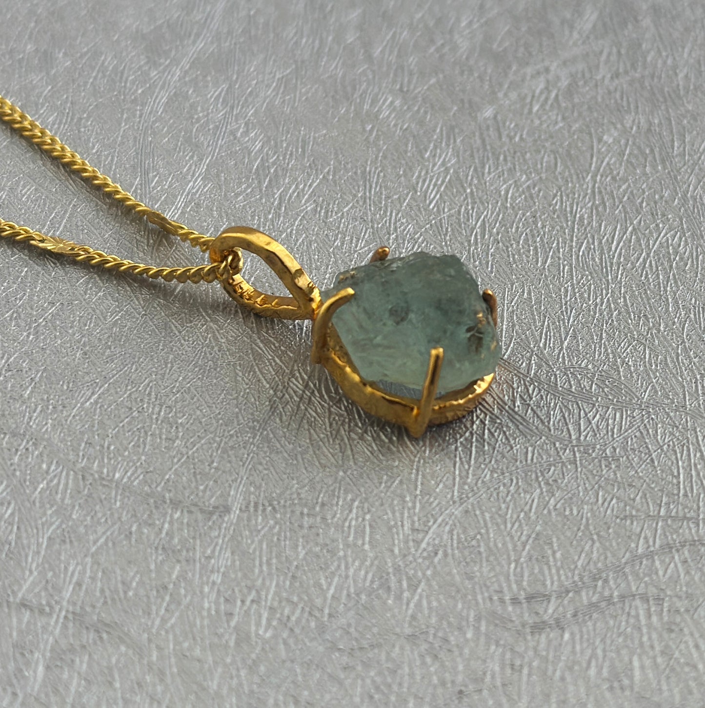 Raw aquamarine necklace