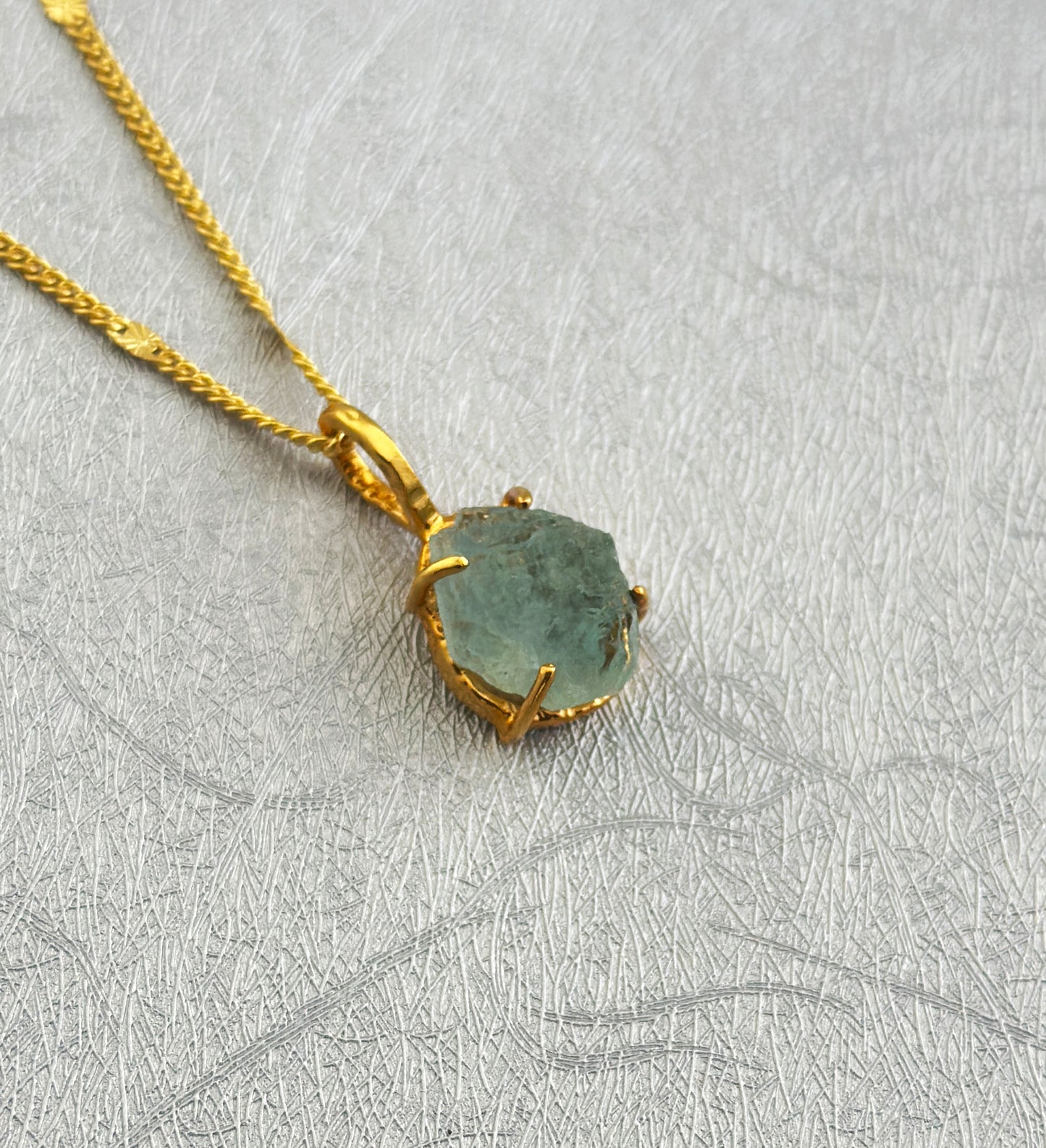 Raw aquamarine necklace