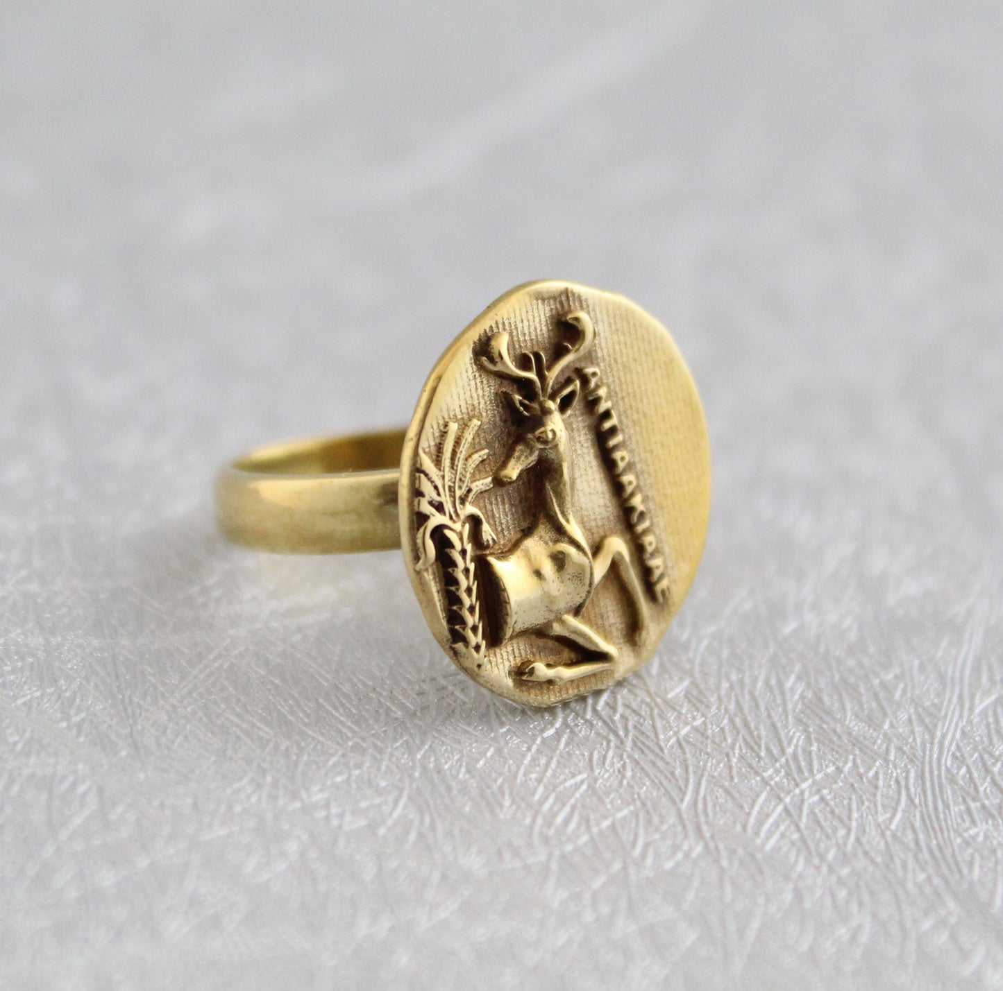 Stag Coin ring, Greek Egyptian Roman art, Ancient Intaglio Ring