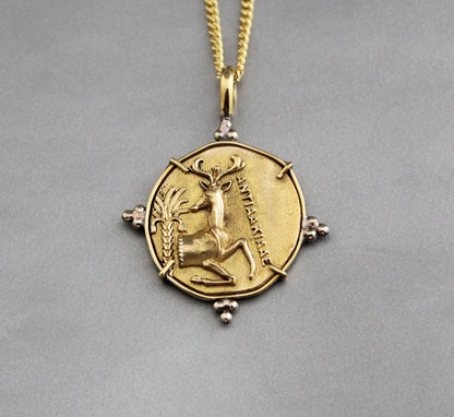 Stag Coin Necklace, Coin Jewelry, Egyptian Coin Necklace