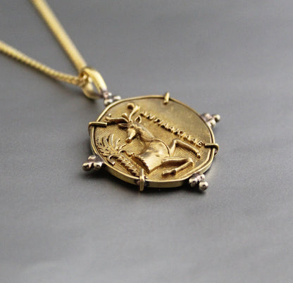 Stag Coin Necklace, Coin Jewelry, Egyptian Coin Necklace