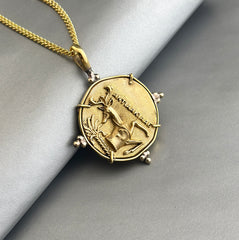 Stag Coin Necklace, Coin Jewelry, Egyptian Coin Necklace